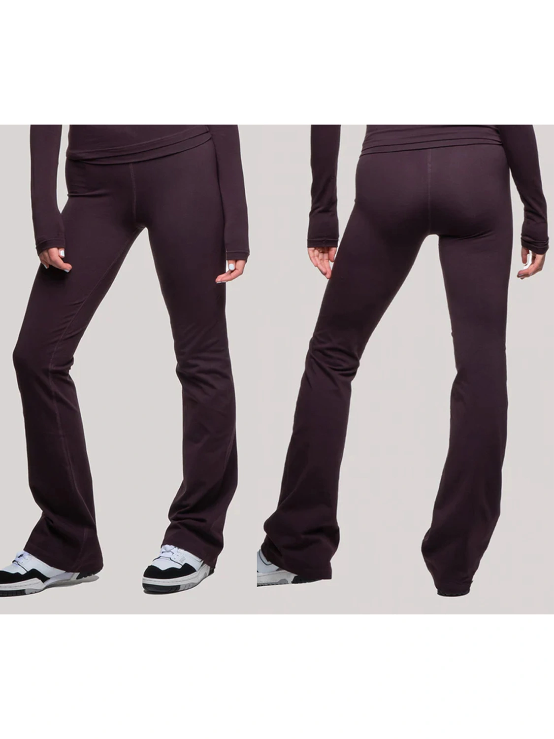 Women High Waist Pants Solid Color Micro-Flared Pants Slim Trousers
