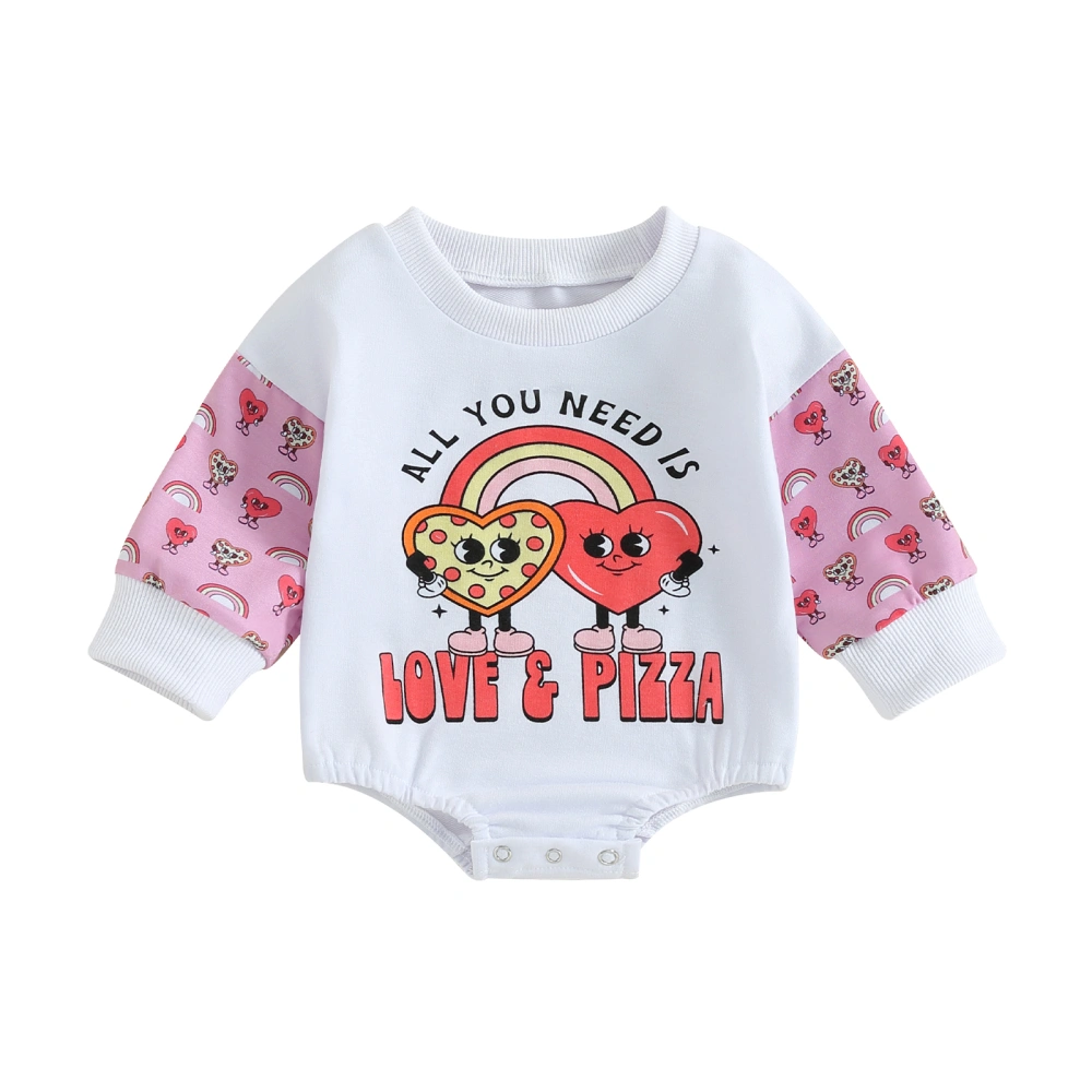 Baby Girls Sweatshirt Romper Valentine's Day Heart Print Jumpsuits