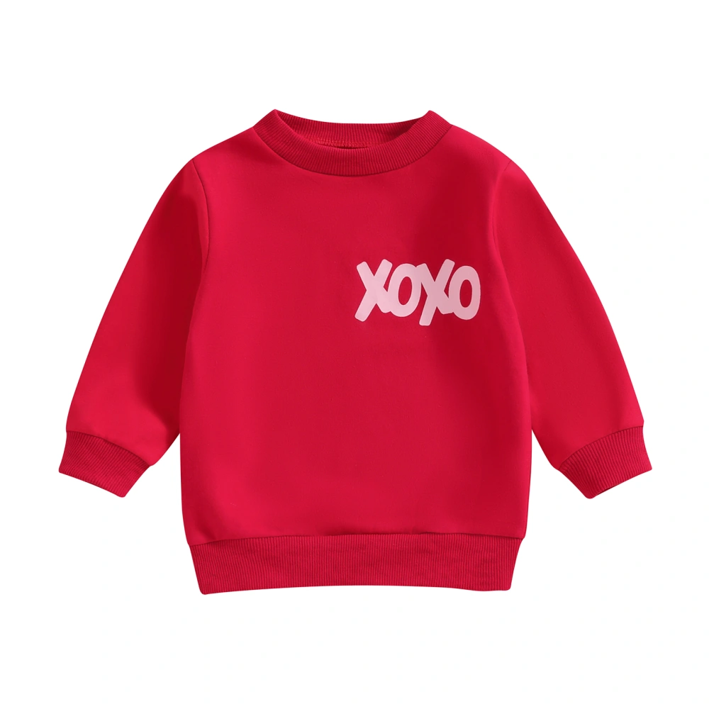 Toddler Valentine's Day Sweatshirt Letter Print Long Sleeve Pullover