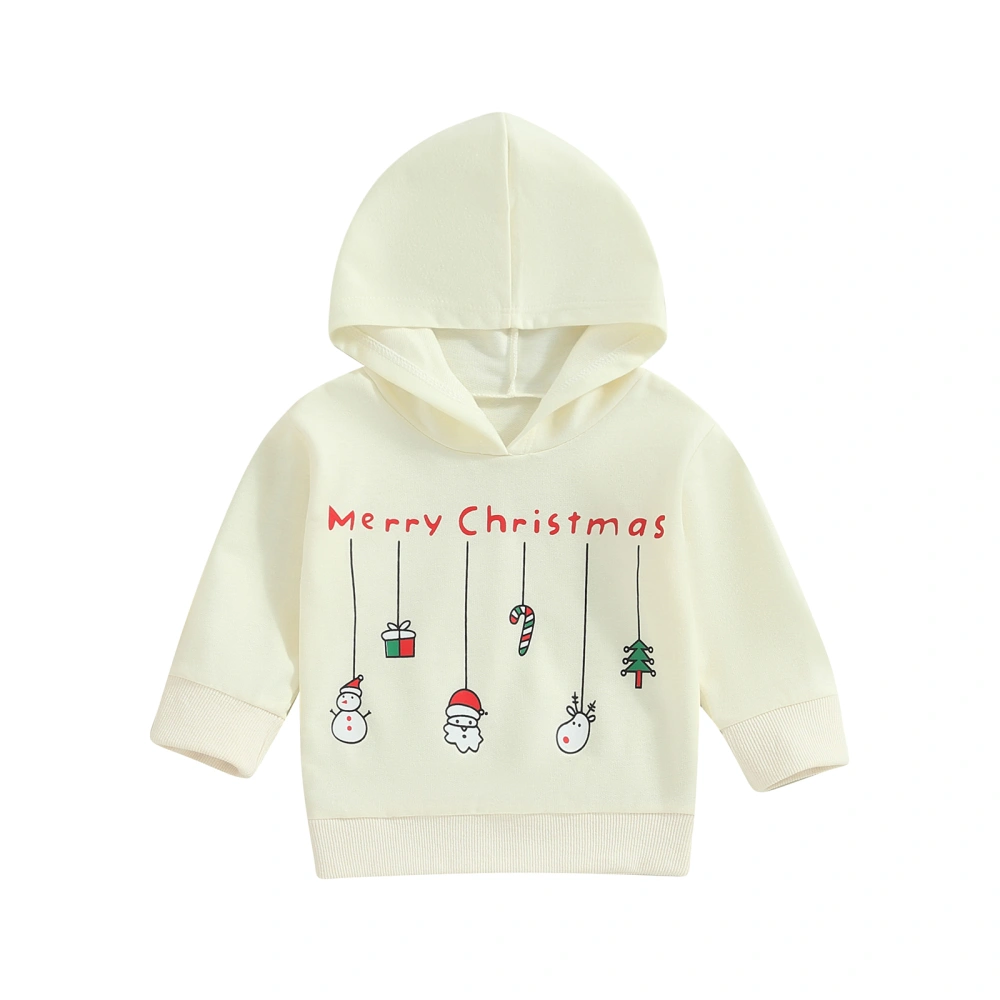 Toddler Girls Christmas Long Sleeve Cartoon Pattern Print Hooded Tops