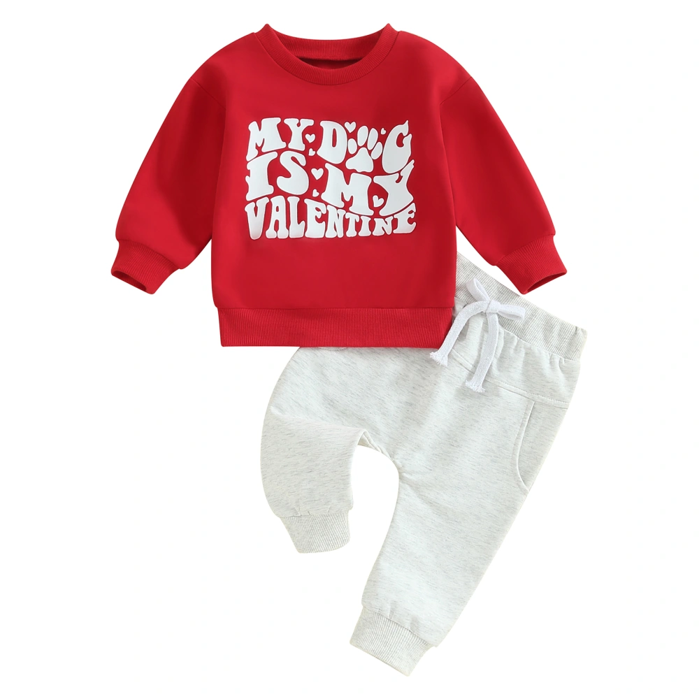 Toddler Girls Valentine's Day Outfit Letter Print Sweatshirt and Pants