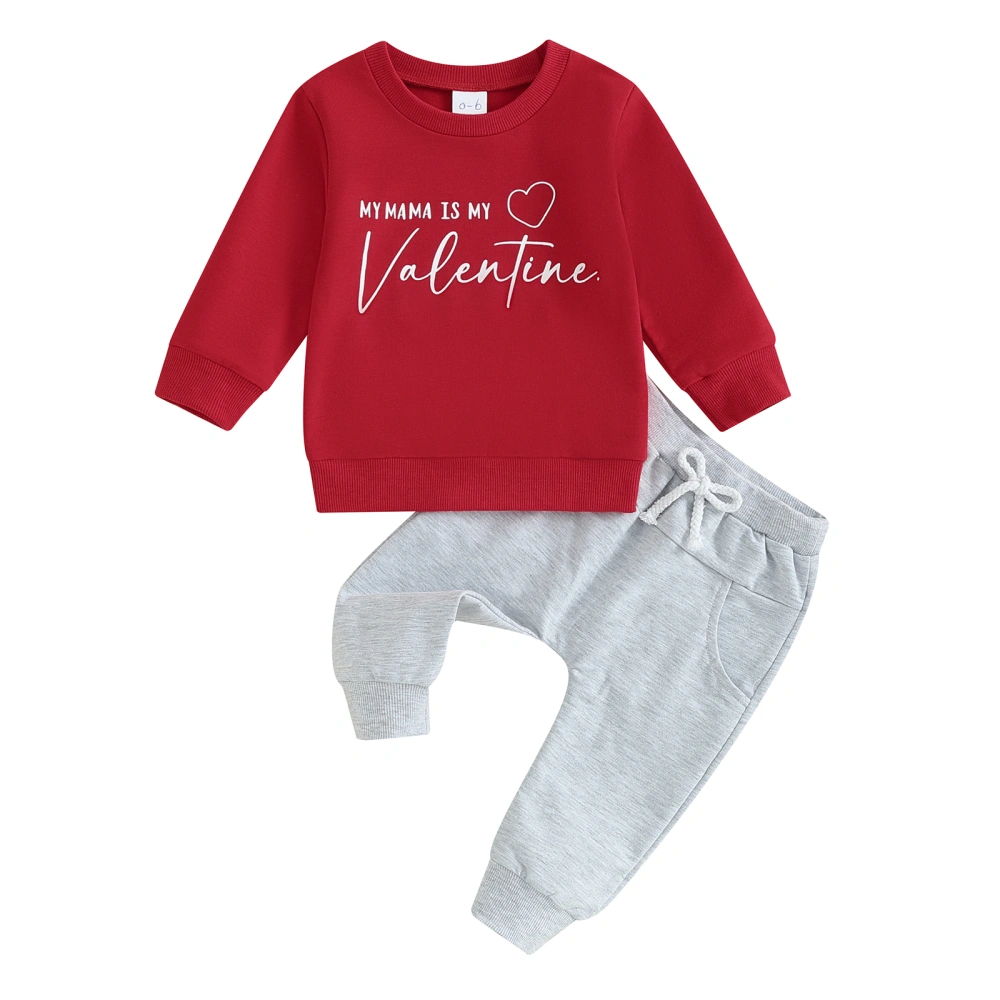 Baby Boy Valentine’s Day Outfits Sweatshirt + Pocket Trousers