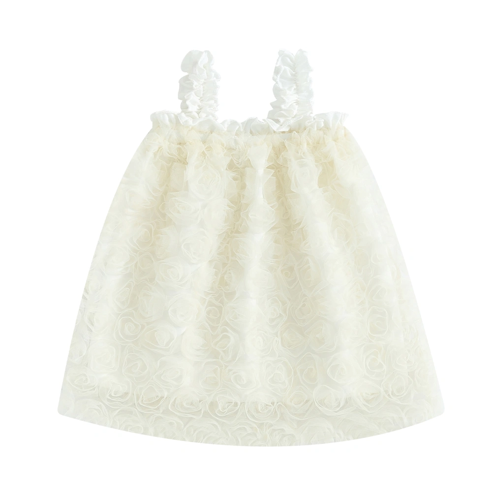 Girl’s Slip Dress, Sleeveless Flowers Tulle A-line Princess Dress