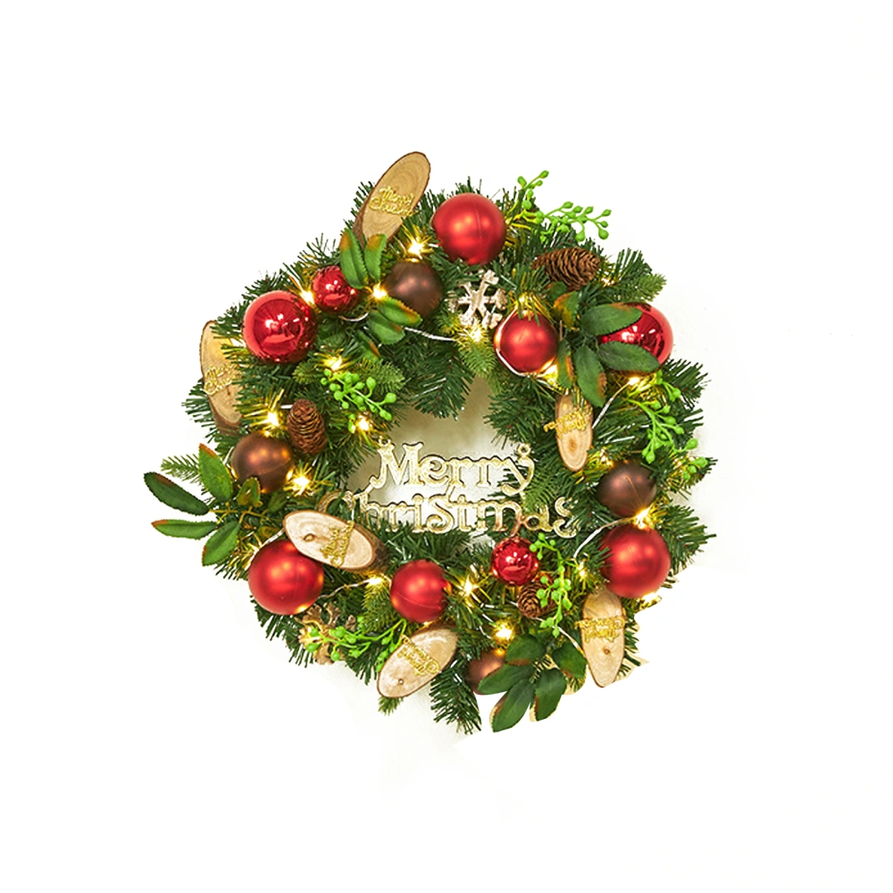 Christmas Wreath, Wooden Balls Pine Cones Wreath Home Decorations