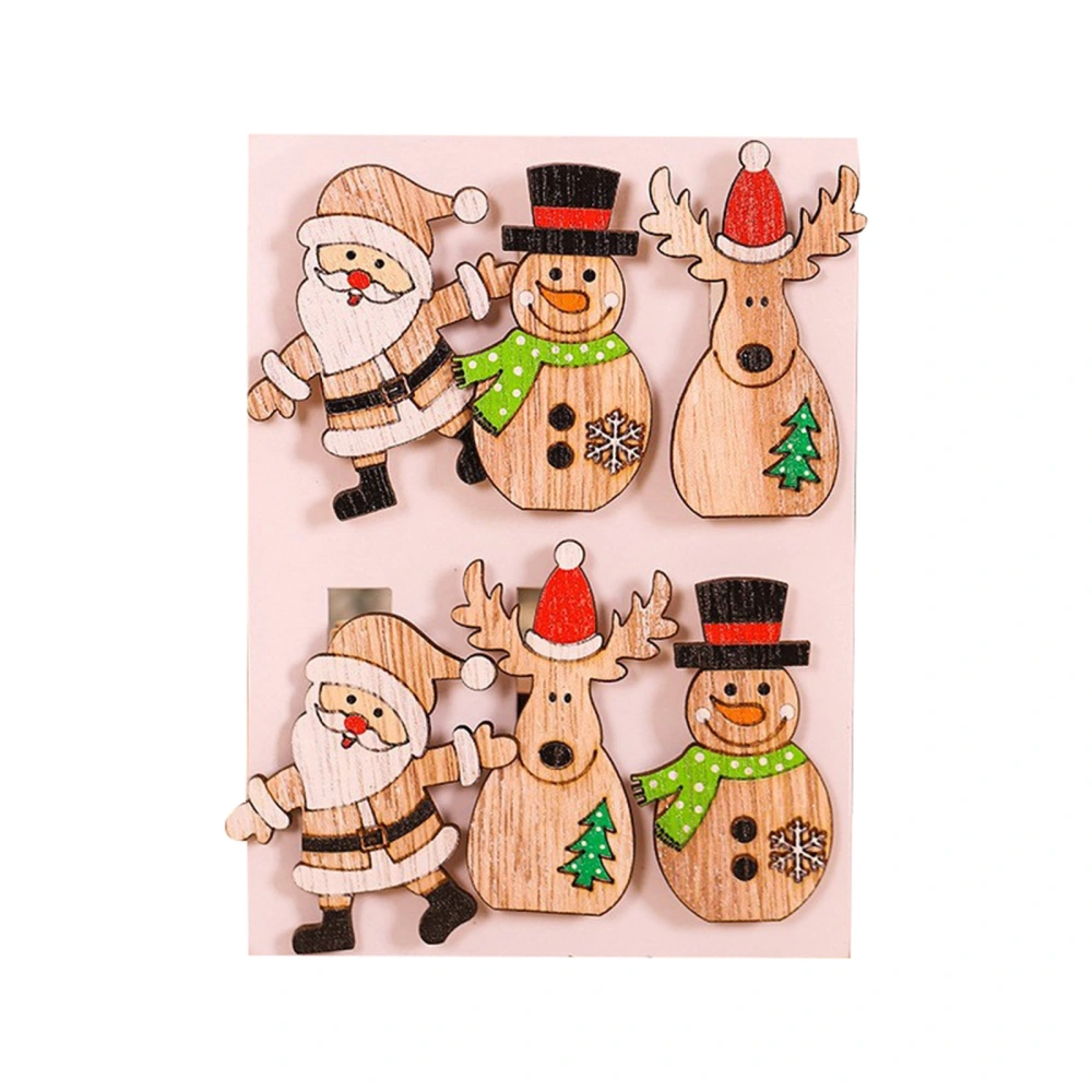 Christmas Clips, Cute Santa Claus Snowman Wooden Display Card Holder