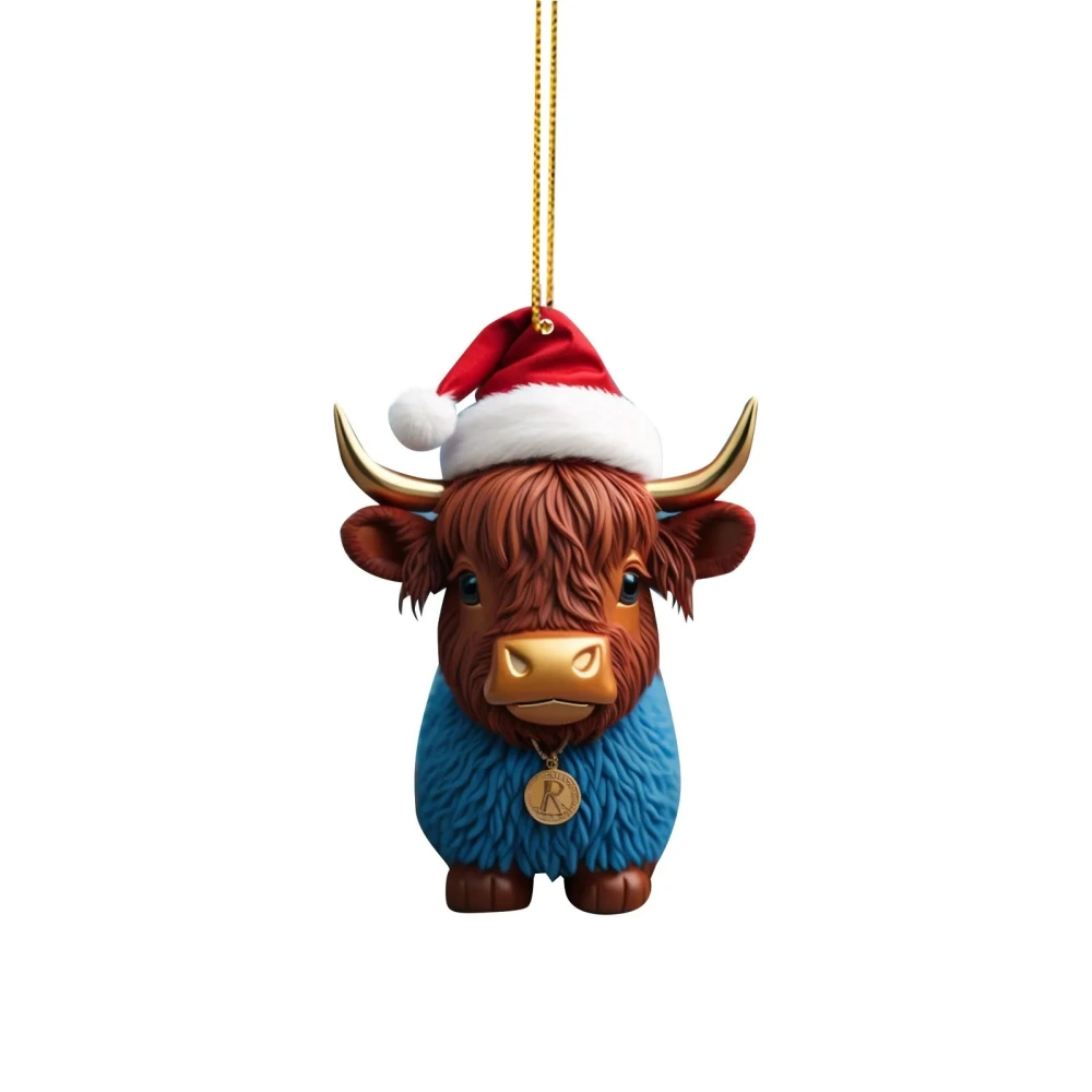 Christmas Tree Hanging Pendant Highland Cow Hanging Ornaments 