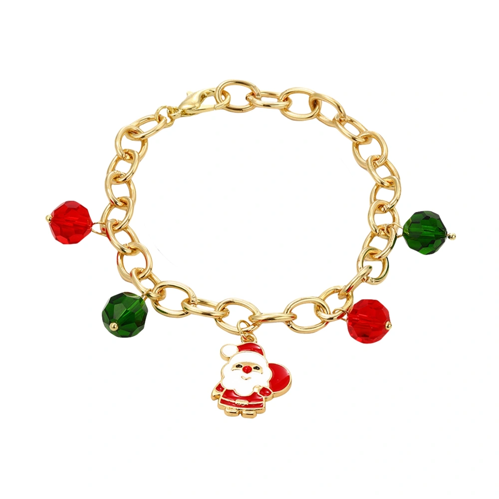 Women’s Charm Bracelet with Crystal Pearl Christmas Tree Santa Claus 