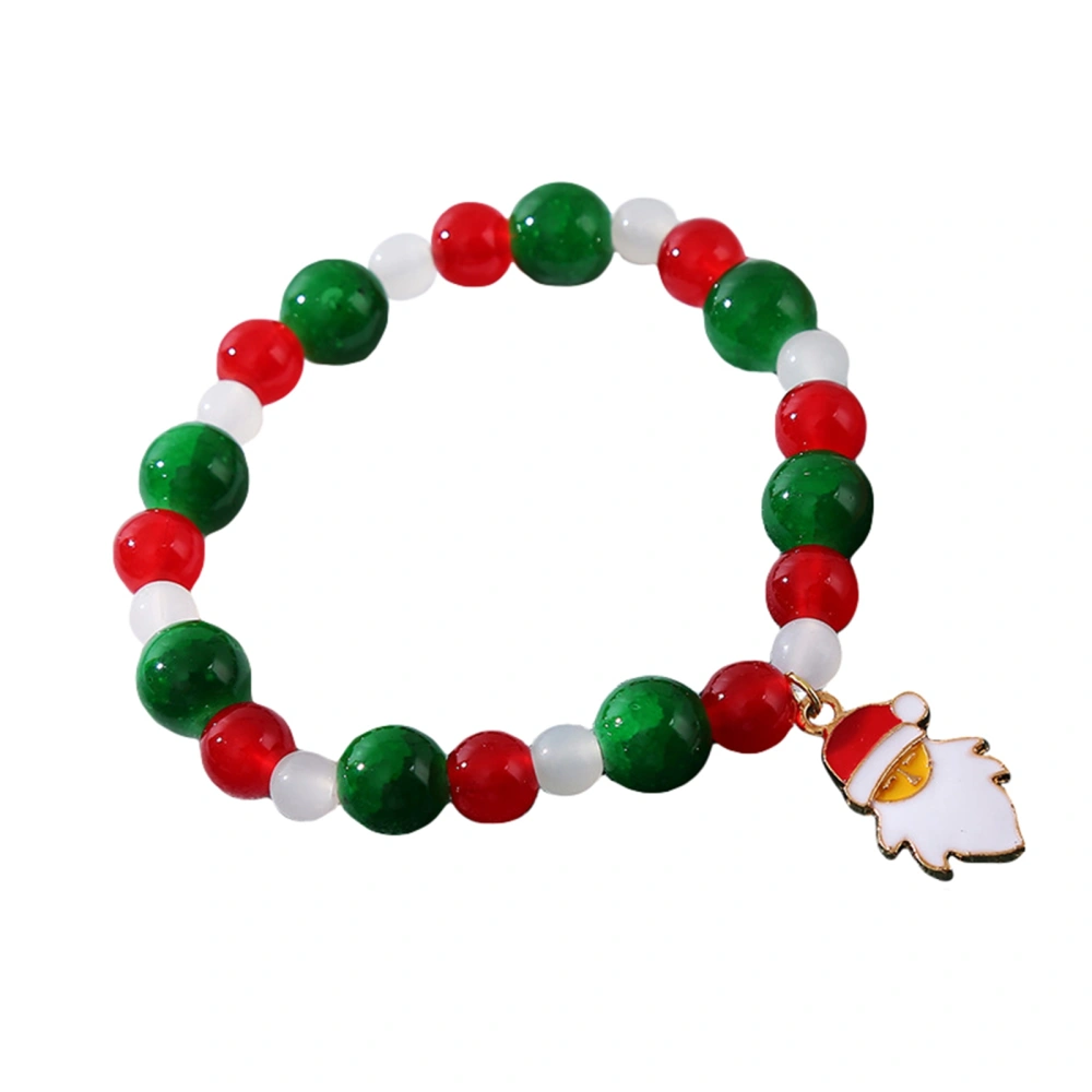 Women’s 10MM Round Beads Charm  Bracelets with Christmas Pendant