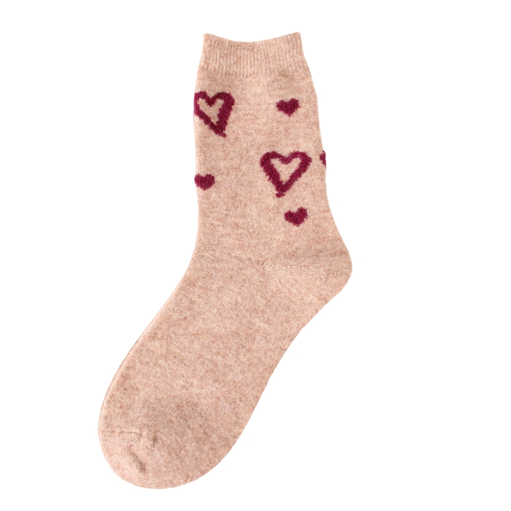 Women Valentine's Day Heart Jacquard Socks Rabbit Fur Crew Sock