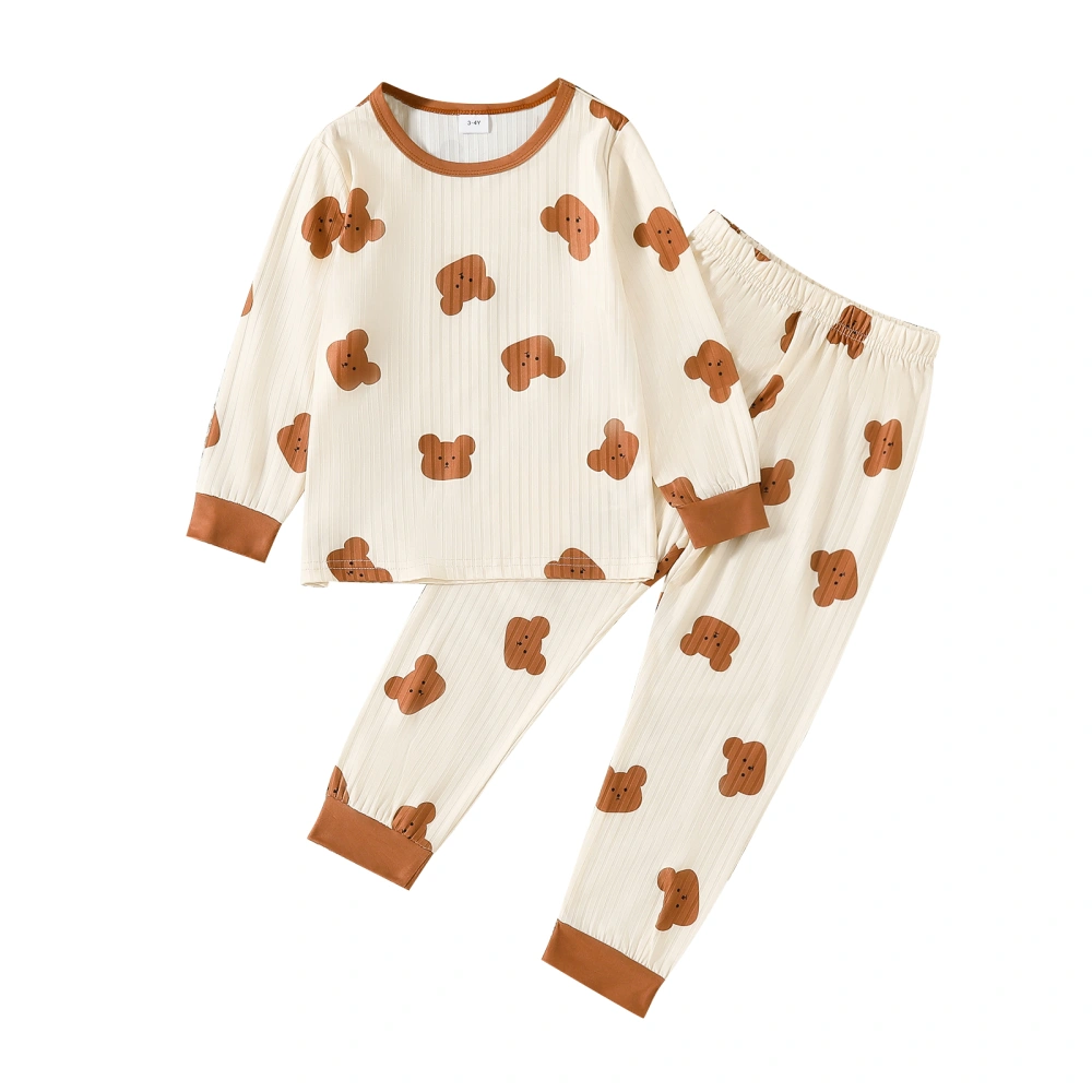 Toddler 2Pcs Pajamas Set Long Sleeve Bear Print Tops and Pants Set