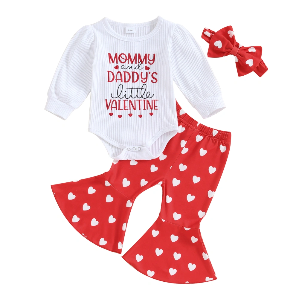 Baby Valentine's Day Outfits Letter Print Rompers Pants Headband