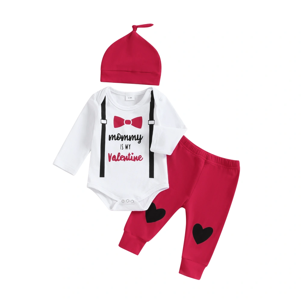 Boy Valentine's Day Clothes Long Sleeve Romper with Pants Hat