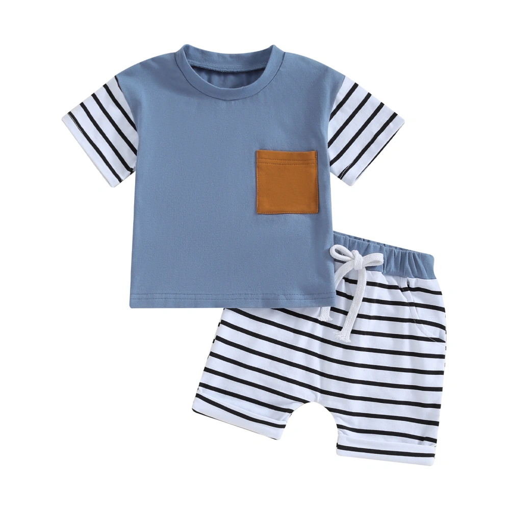 Baby Boys Shorts Set, Short Sleeve T-shirt with Striped Shorts