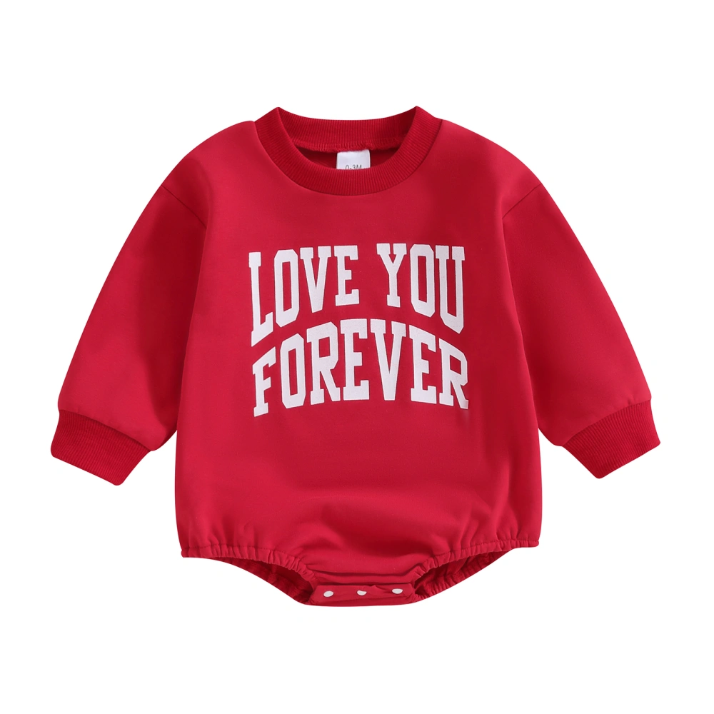 Baby Romper, Long Sleeve Crew Neck Letters Print Fall Bodysuit