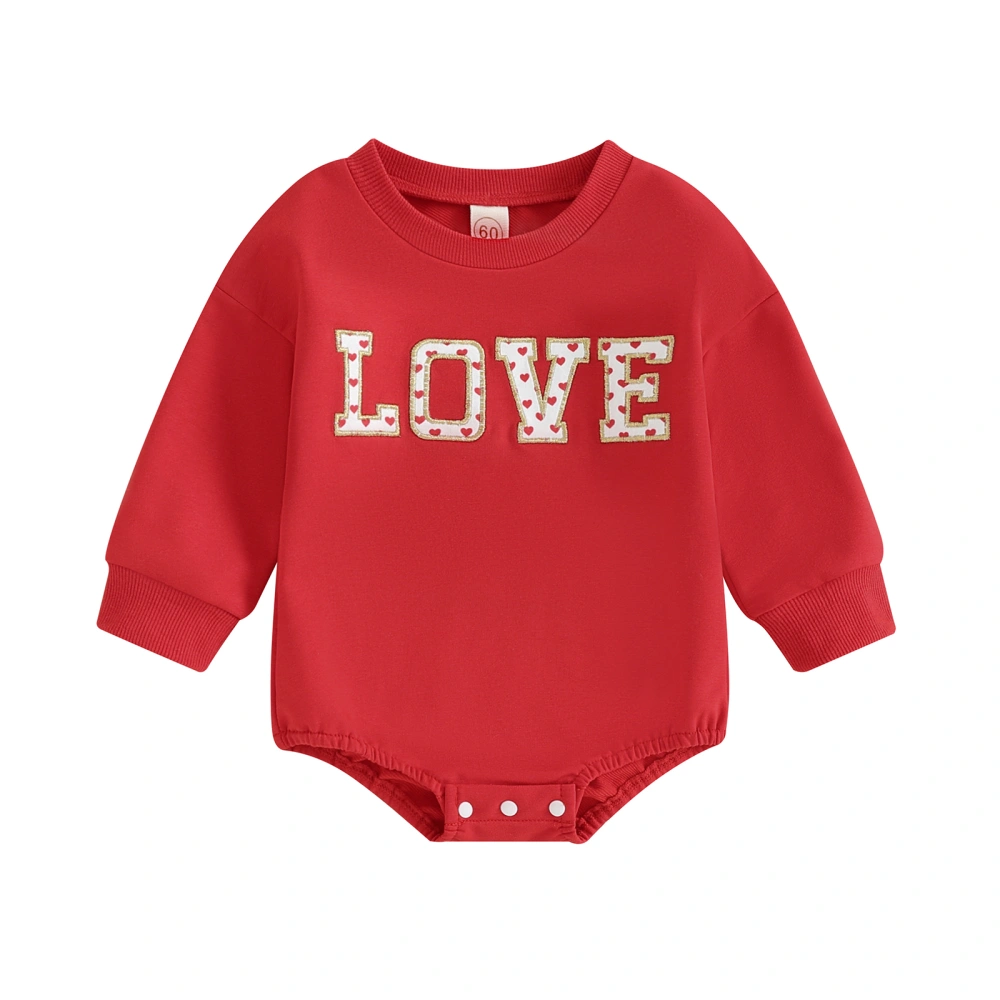 Baby Valentine's Day Jumpsuit Letter Embroidery Long Sleeve Romper 