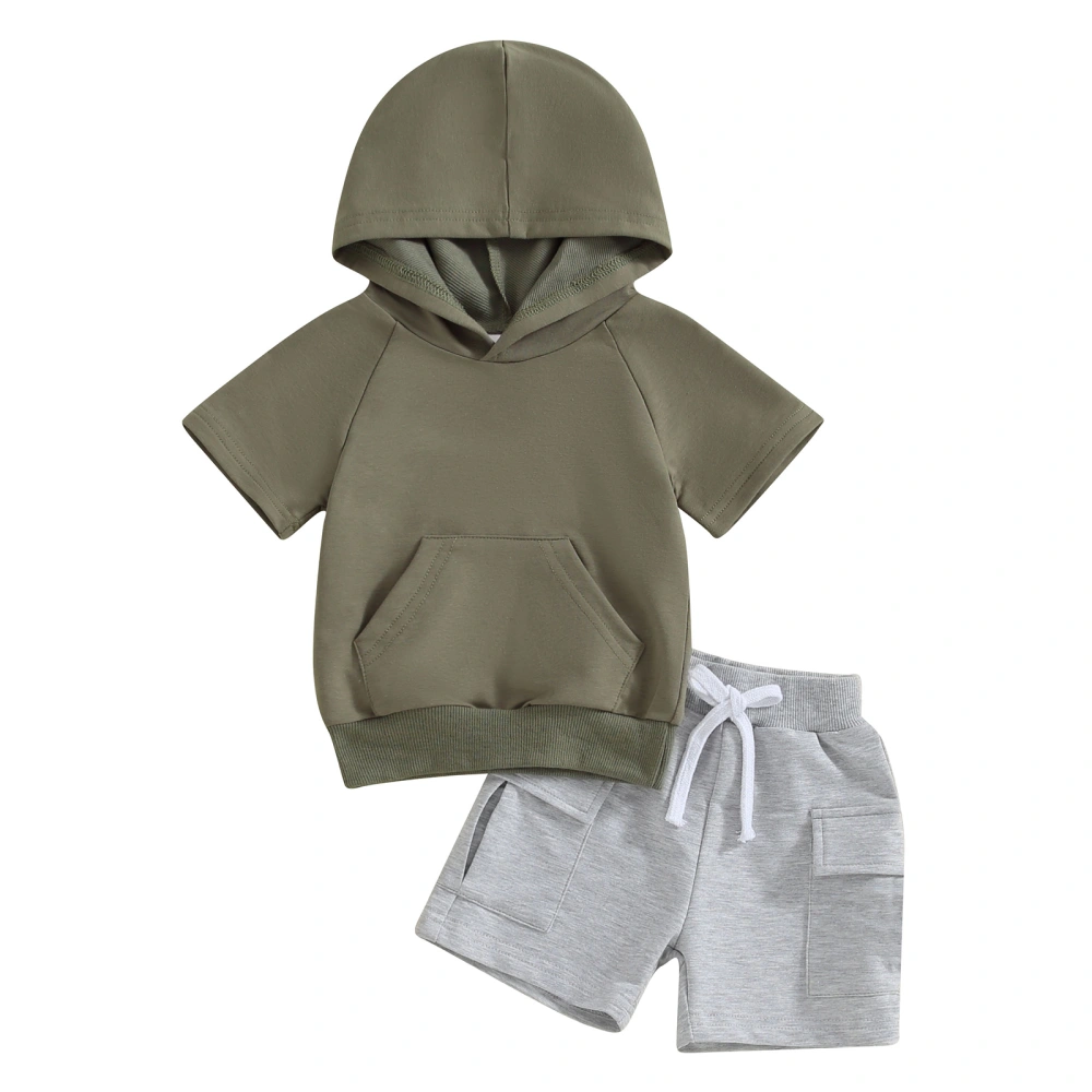 Toddler Boys Summer Outfits Solid Color T-Shirts Tops and Shorts