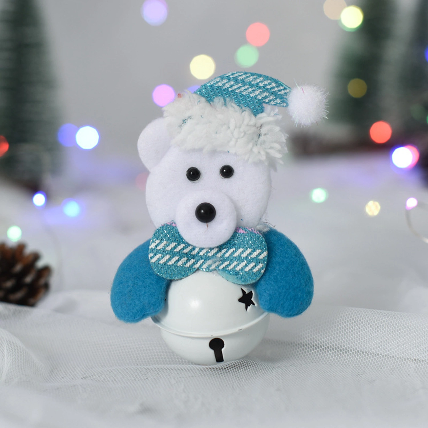 Christmas Bell Cute Santa Snowman Elk Bear Shape Baubles Decoration 