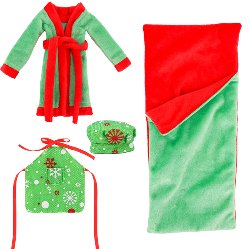 Christmas Elf Doll Accessories Set Robe Chef Apron Hat Sleep Bag Doll