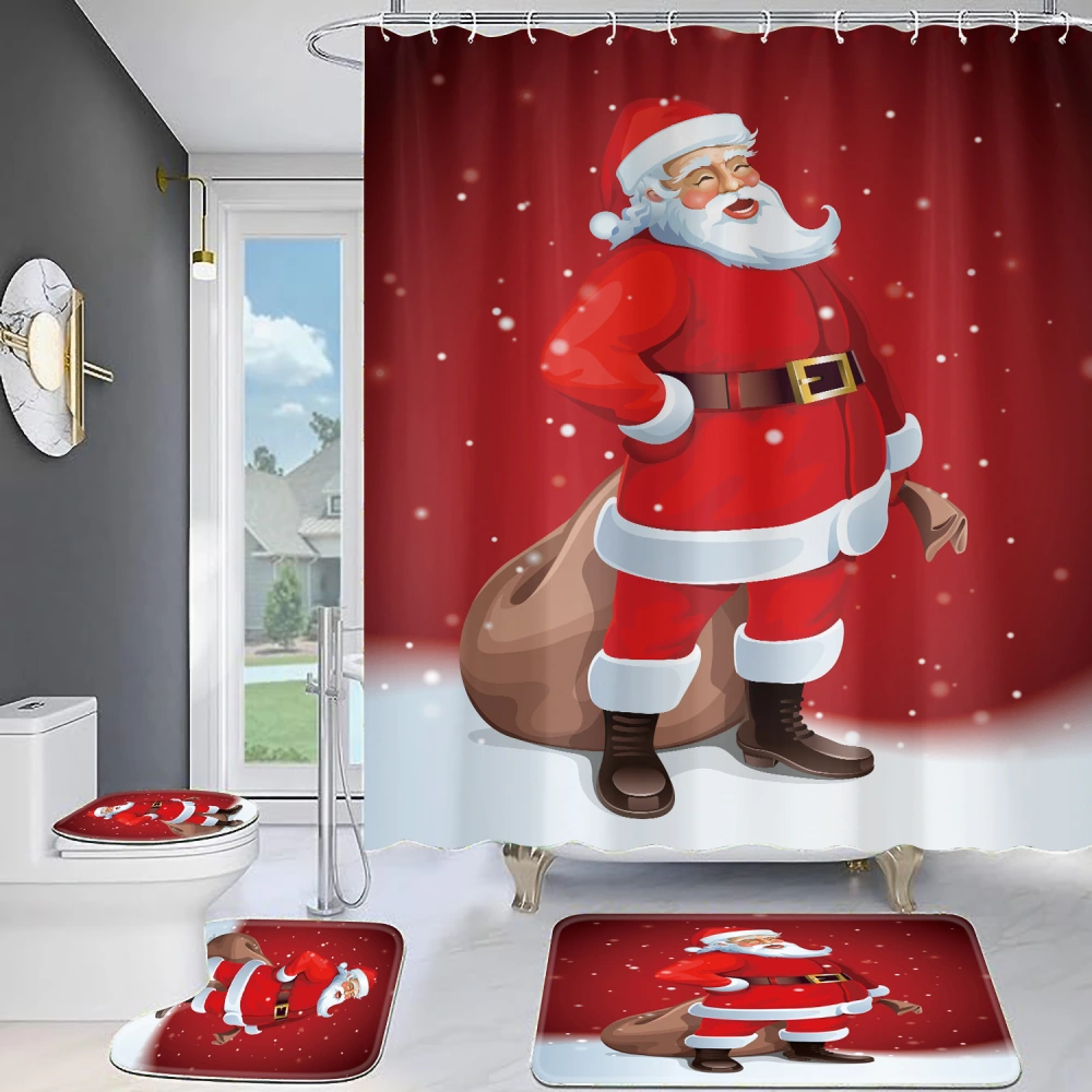 Christmas Old Man Digital Full Polyester Toilet Floor Mat