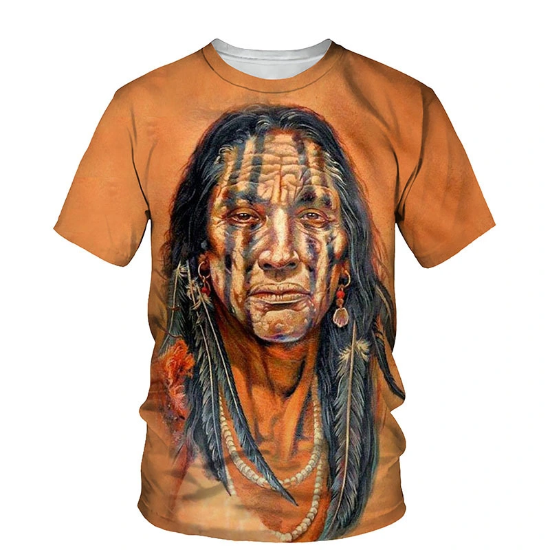 New Indian Series Round Neck T-shirt 3D Printed Loose Men's Short Sleeve Shirt