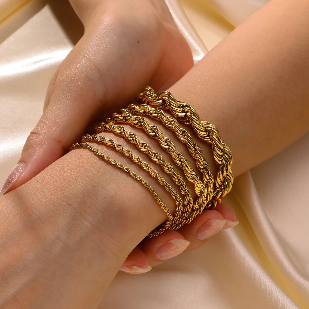 Stainless Steel Twist Bracelet Golden Women's Jewelry