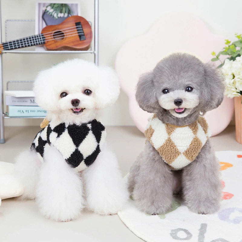 Pet Diamond Lattice Velvet Coat