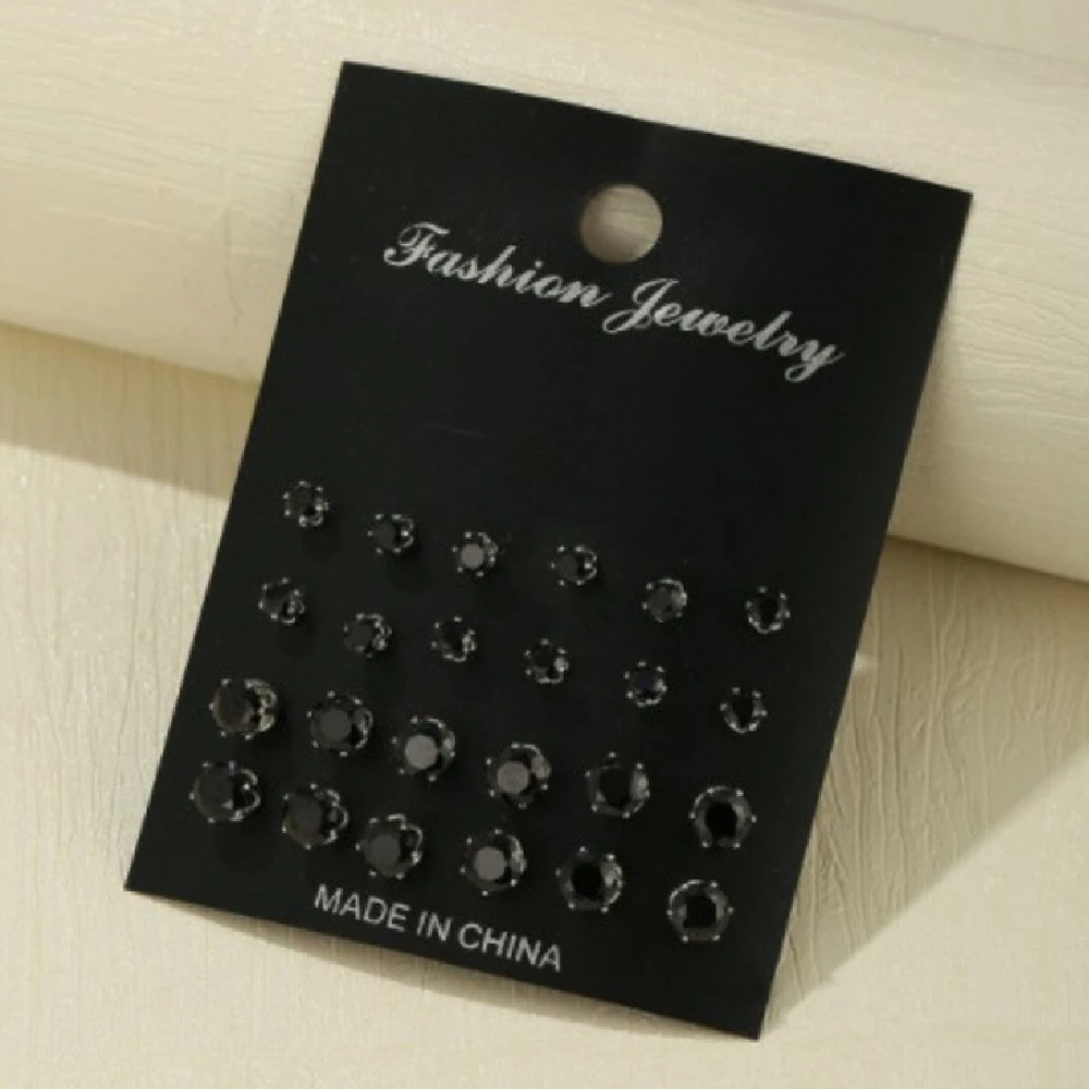 Zircon Stud Earrings Women Drill 12pcs