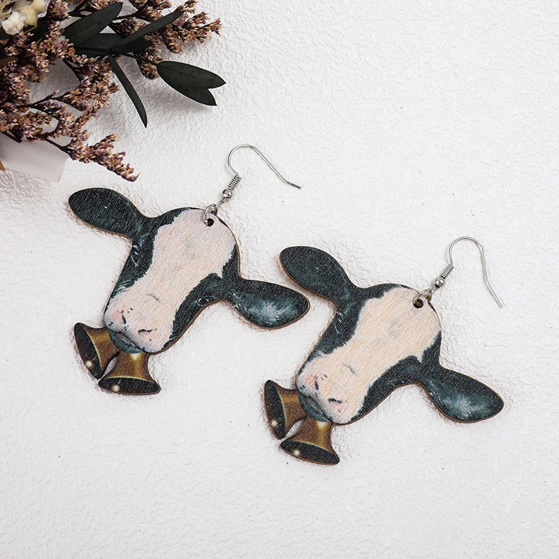 Halloween Animal Western Style Wood Wooden Earrings