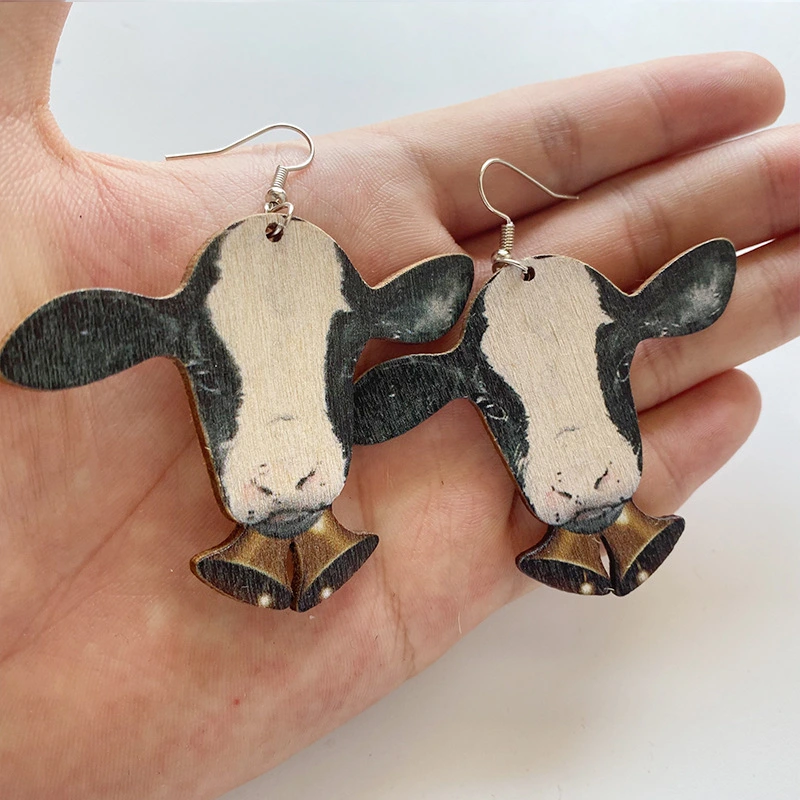 Halloween Animal Western Style Wood Wooden Earrings