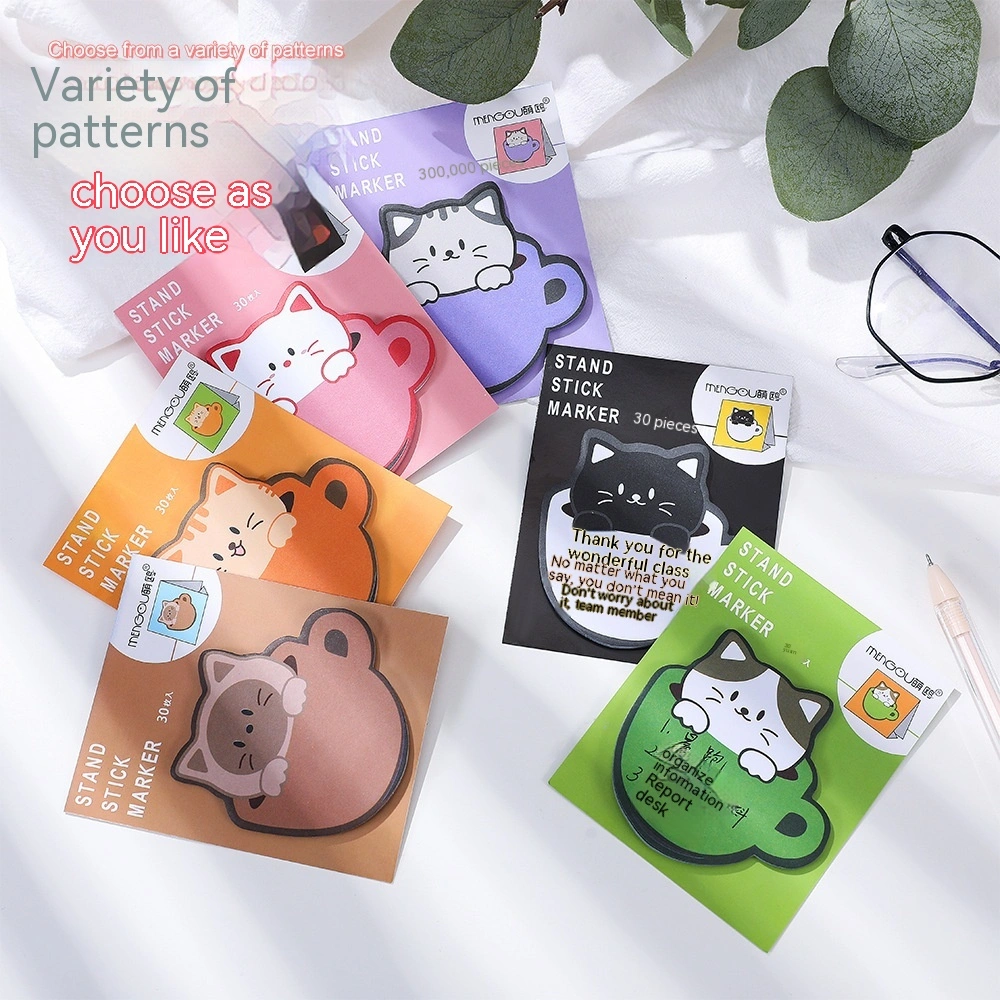 Cartoon Self-adhesive Small Cup Cat Message Sticky Notes