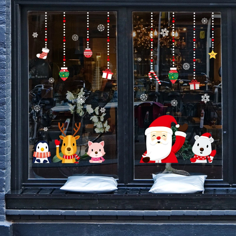 Christmas Rings Cartoon Shop Window Doors And Windows Decorative Stickers