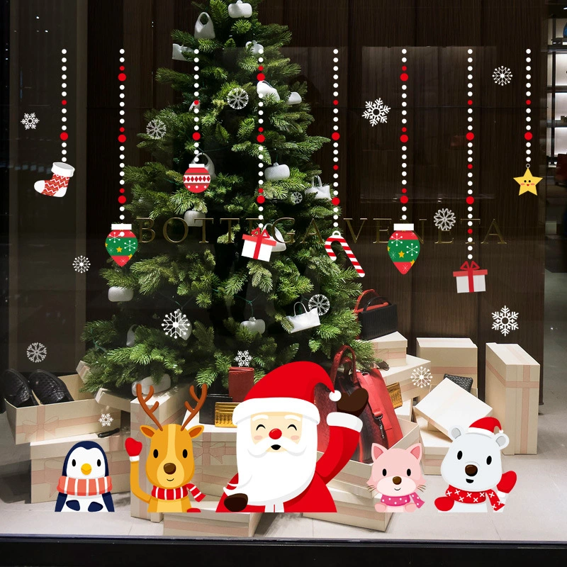 Christmas Rings Cartoon Shop Window Doors And Windows Decorative Stickers