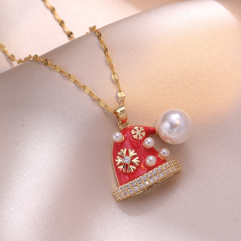 Women's Christmas Zircon Christmas Eve Gift Cute Necklace