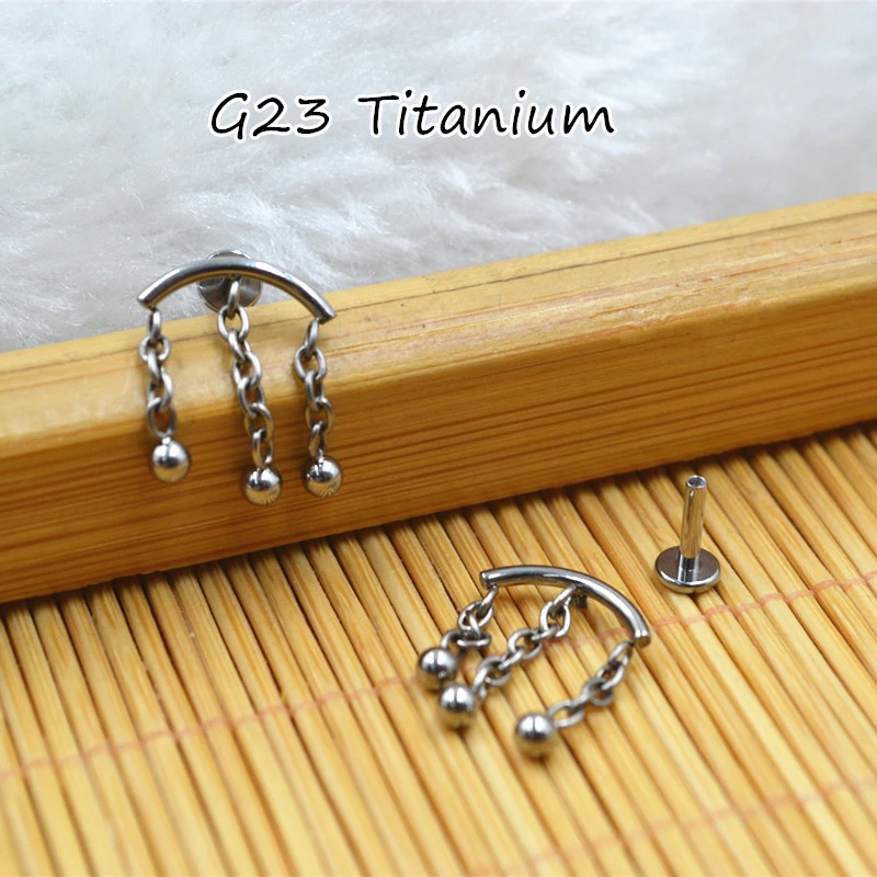 Titanium Alloy Human Body Piercing Accessories Chain Labret