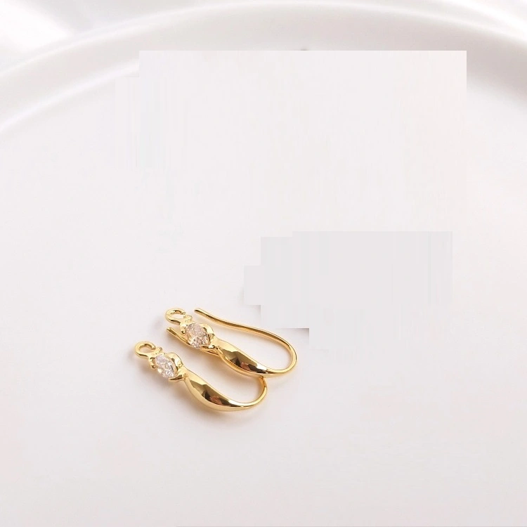14K Light Gold Color Retention Inlaid Zircon Ear Hook