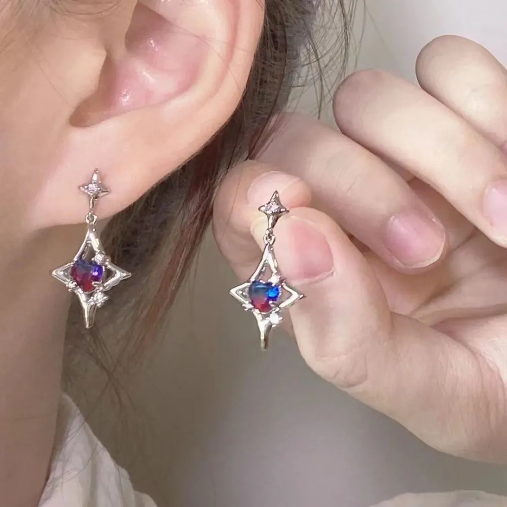 Purple Gradient Asterism Affordable Luxury Fashion High-grade All-match Earrings