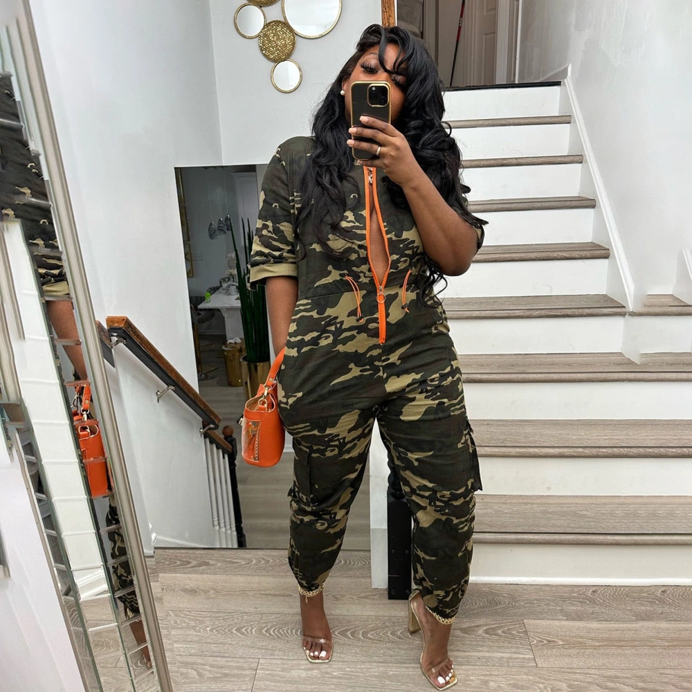 New Fashion Cardigan Waist-tight Camouflage Cowboy Siamese Clothing