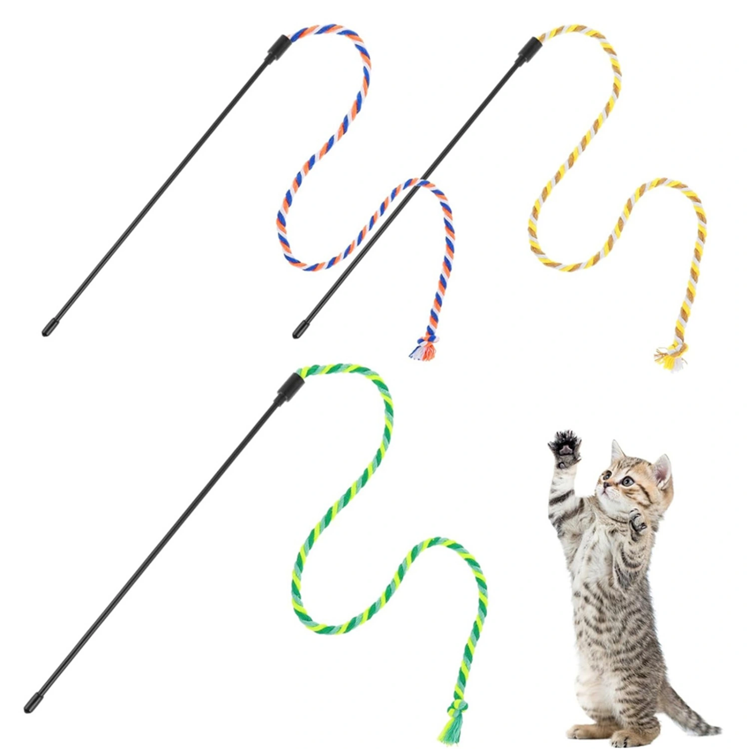 Cat Wand Teaser Toy Interactive Cat Toys for Indoor Cats Kittens Kitty