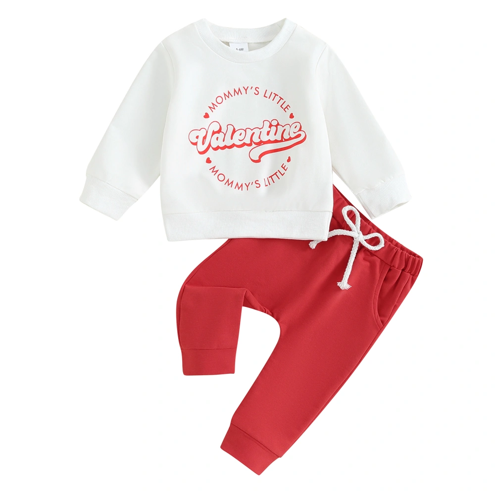 Boy Valentine's Day Outfits Letter Print Sweatshirt and Elastic Pants