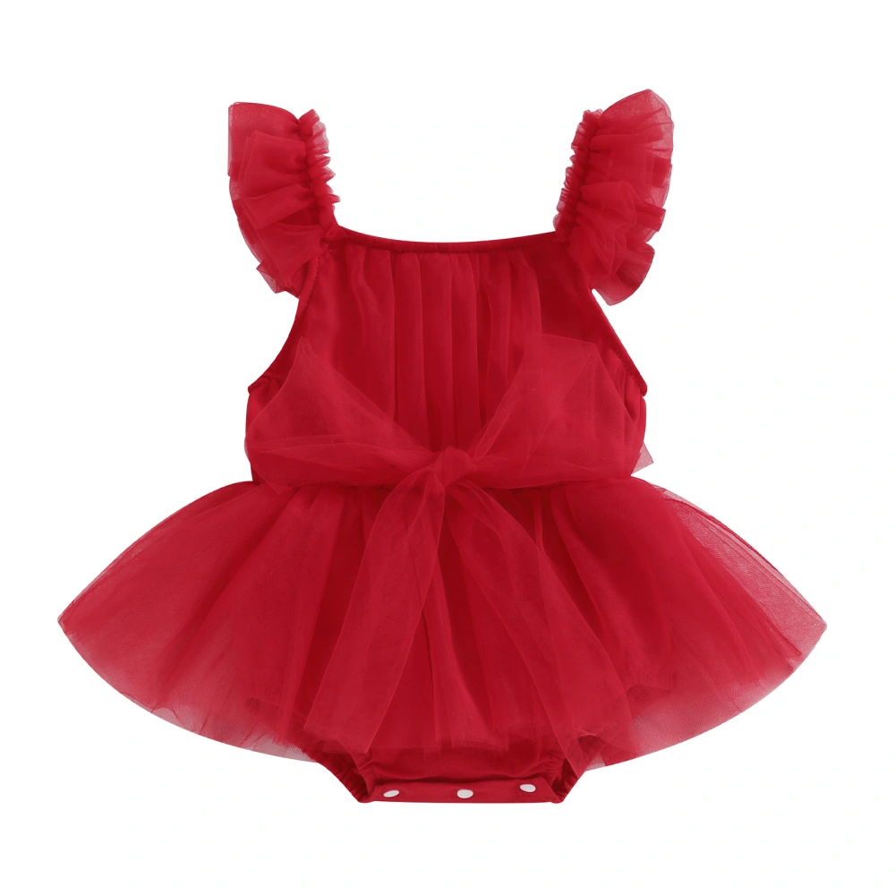 Baby Girl Summer Romper Cute Sleeveless Pleated Bodysuit Tulle Dress