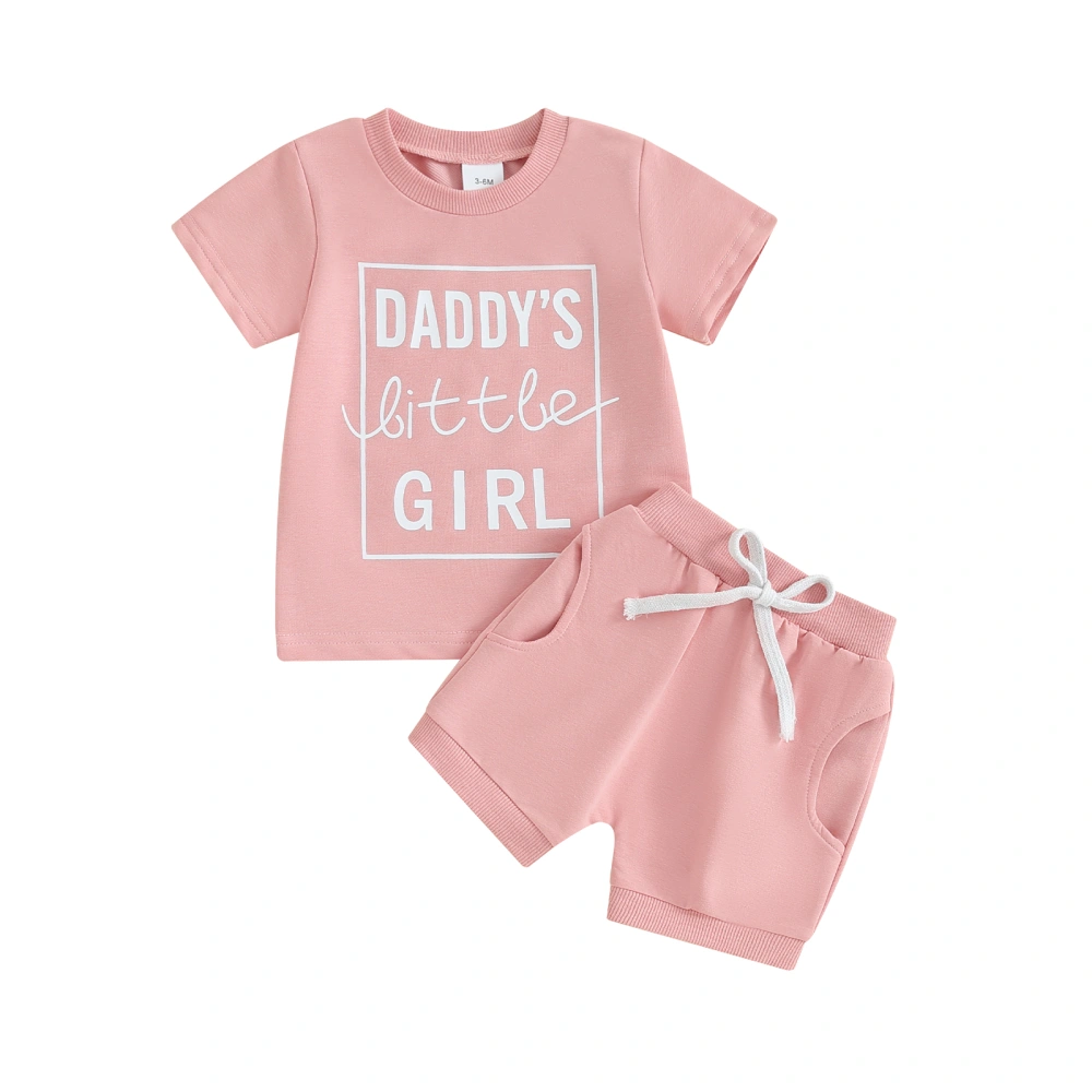 Baby Summer Outfit Letter Print T-Shirts Tops Elastic Waist Shorts