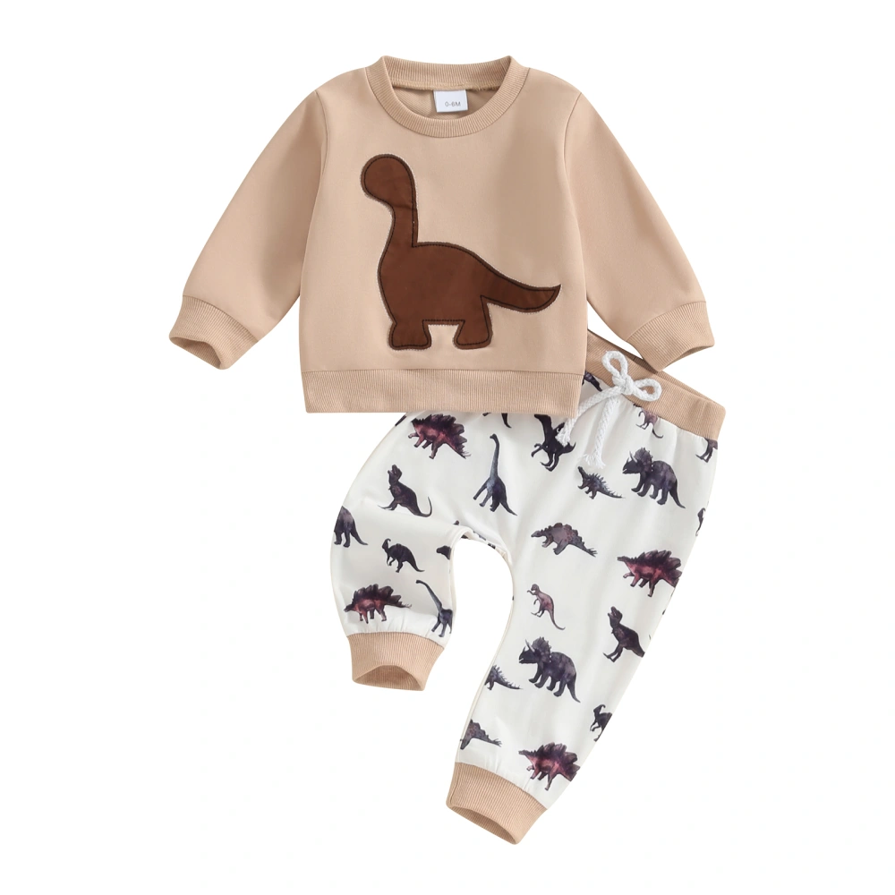 Boy Autumn Cartoon Dinosaur Pattern Long Sleeve Sweatshirt Pants