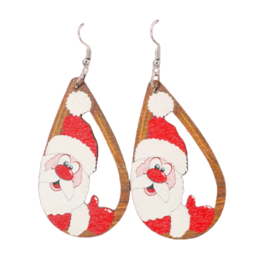 Women Christmas Elk Snowman Santa Claus Pierce Dangle Earrings