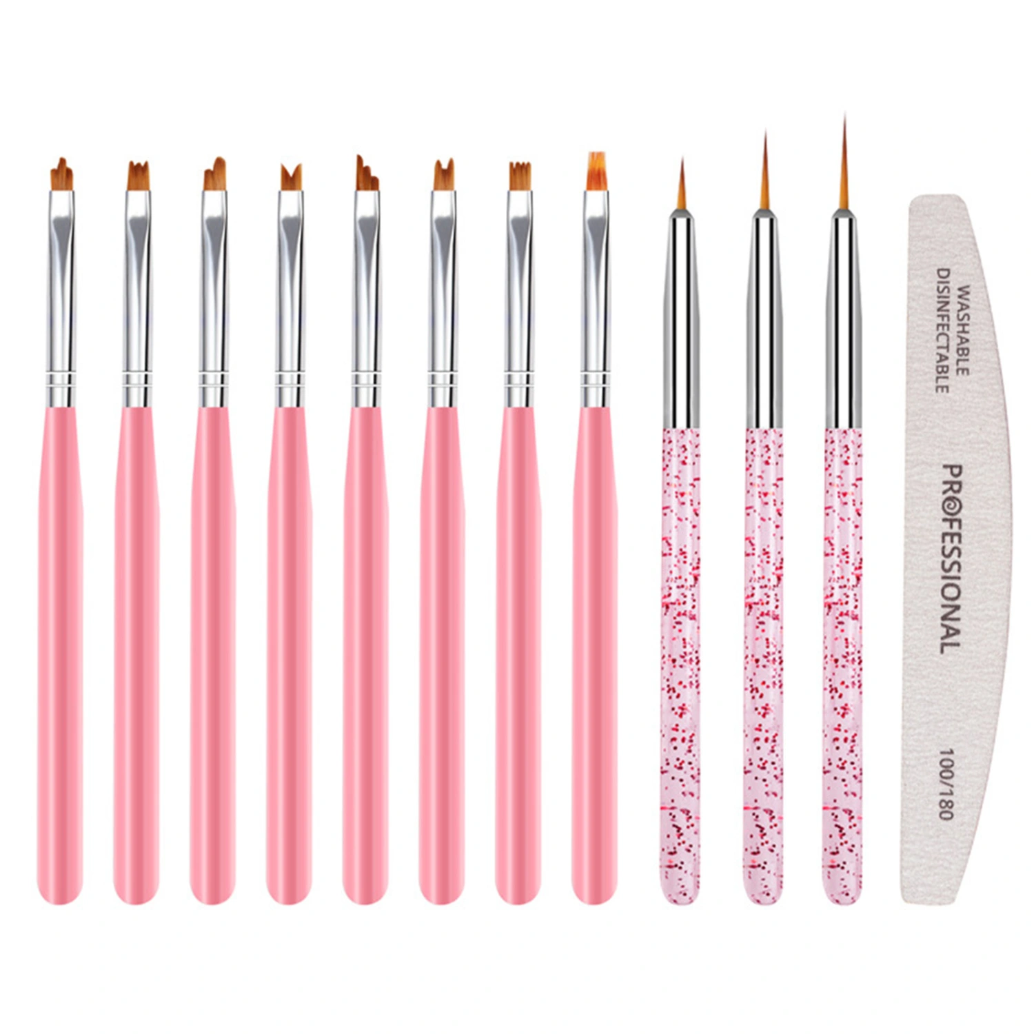 Nail Art Brushes with Nail Buffer, Nail Brushes for Nail Art for Home