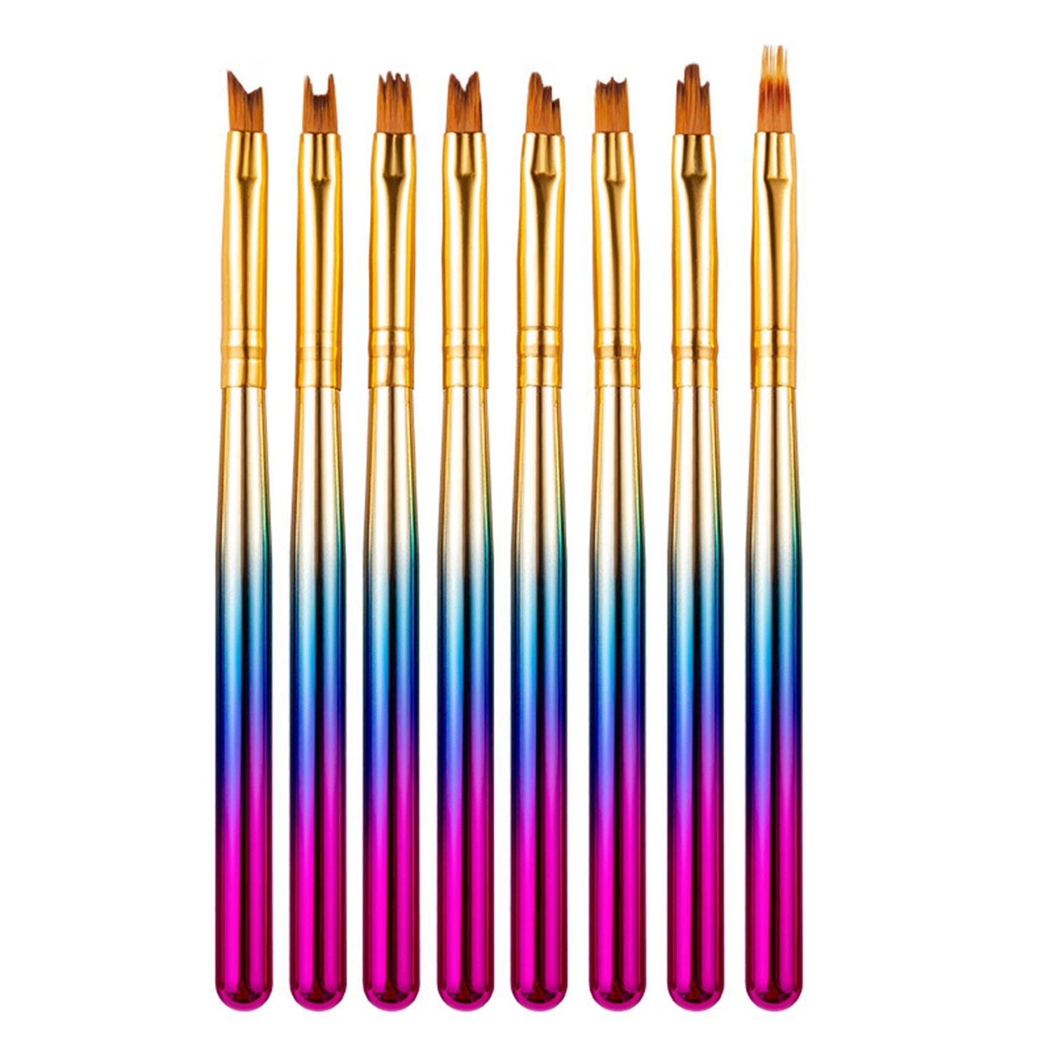 Nail Brushes Set 8 Pieces Rainbow Gradient Flower Painting Nail Pen