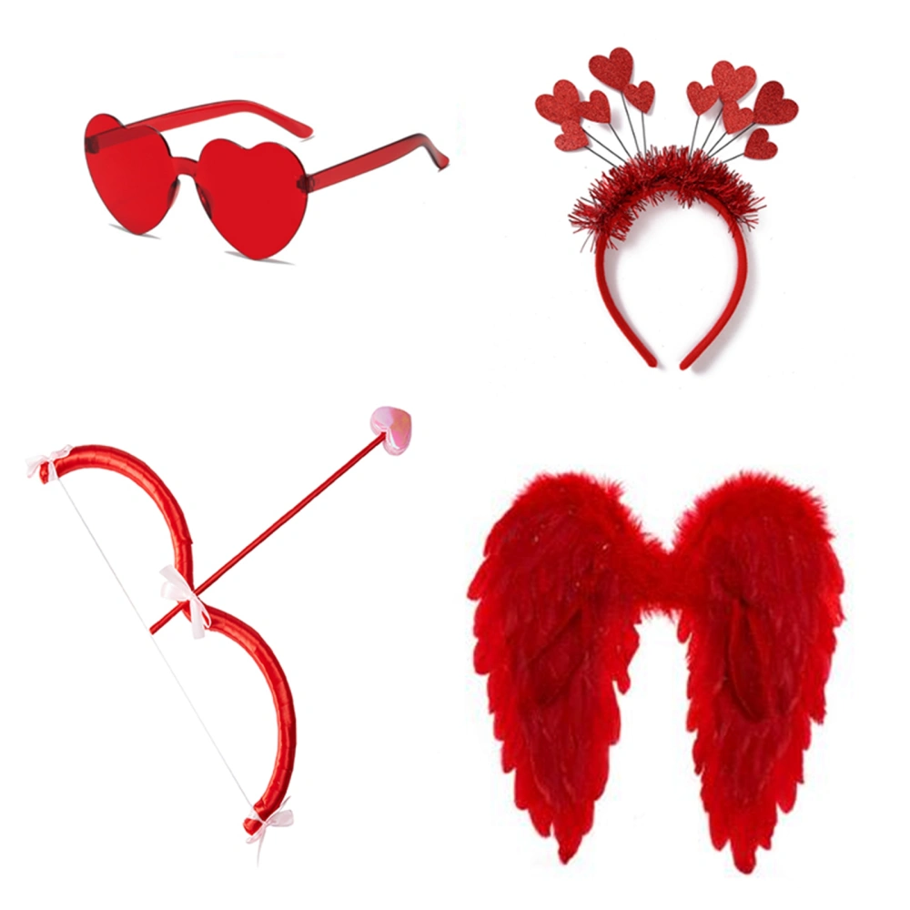 Halloween Costume Accessory Kit Feather Wing Heart Shape Glasses 