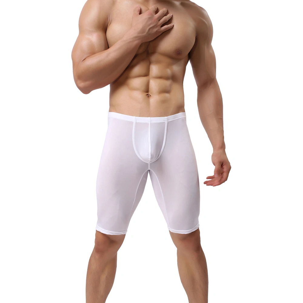 Men Shorts Boxer Briefs Solid Color Pouch Bulge Enhancing Underwear