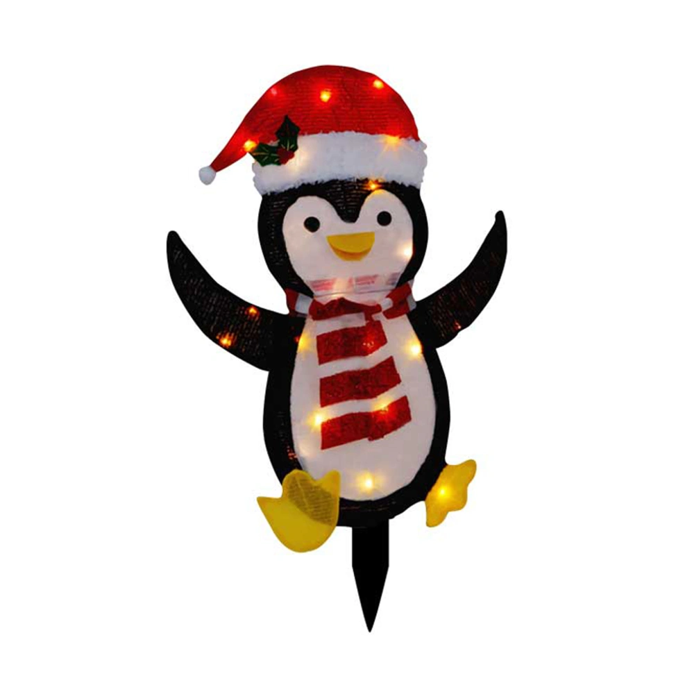 Christmas Garden Stake Lights Cute Penguin Yard Lamp for Pathway Lawn 