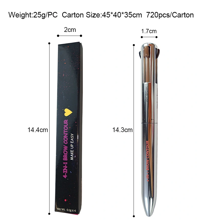 Eyebrow Pencil 4-in-1 Makeup Pen Retracktable Brow Definer Pen 