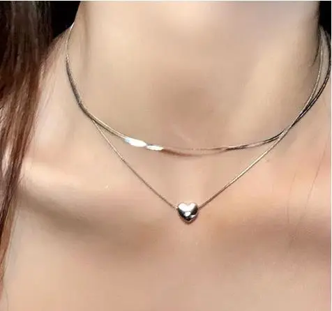 Layered Choker Necklace Small Heart Necklace Chain Layering Necklace